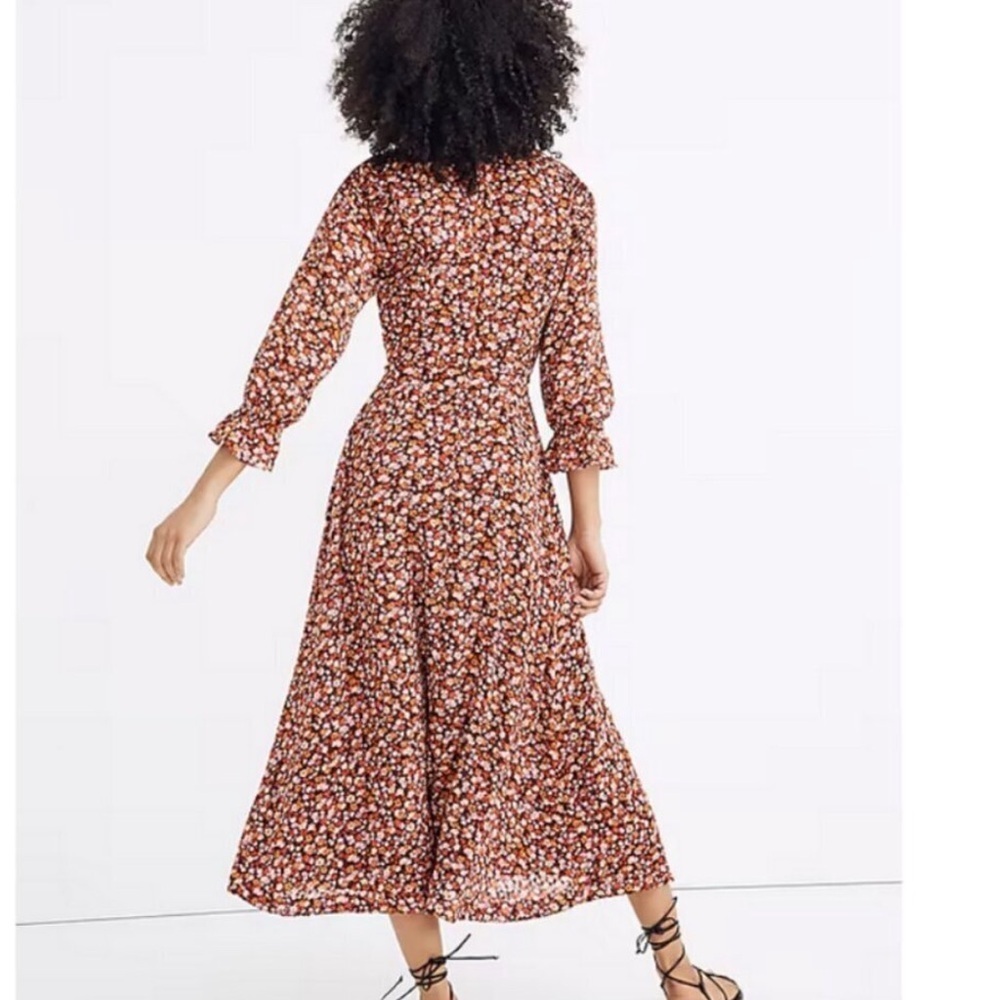 MADEWELL Like New Clipdot Spring Prairie Long Sleeve Crossover MIDI Dress Size 0 - Picture 3 of 9